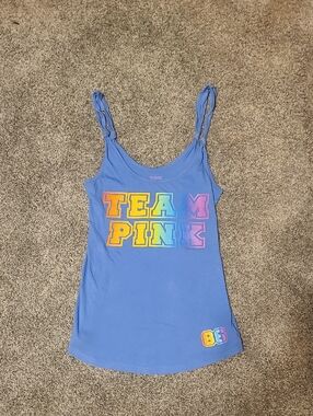 PINK Victoria's Secret VINTAGE Blue 'TEAM PINK' Graphic Tank